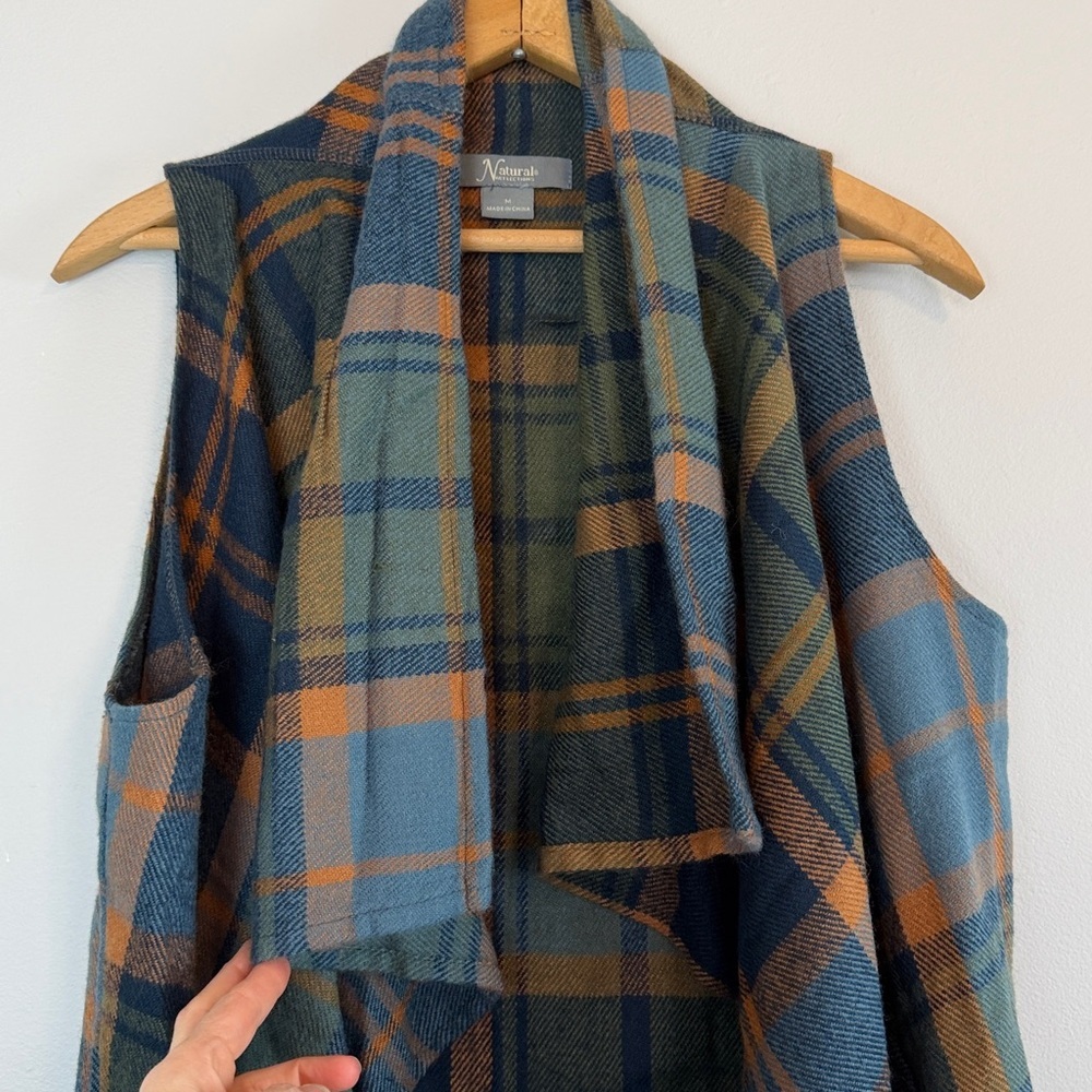 Natural Reflections plaid flowy vest cover 100% acrylic women’s size medium - Picture 5 of 11